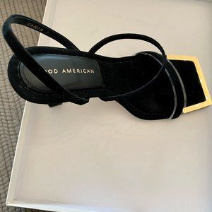 Good American Black Suede Sandals - NEW